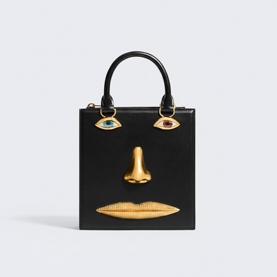 Schiaparelli Face Mini Tote – Black & Gold Surreal Edition 👁✨