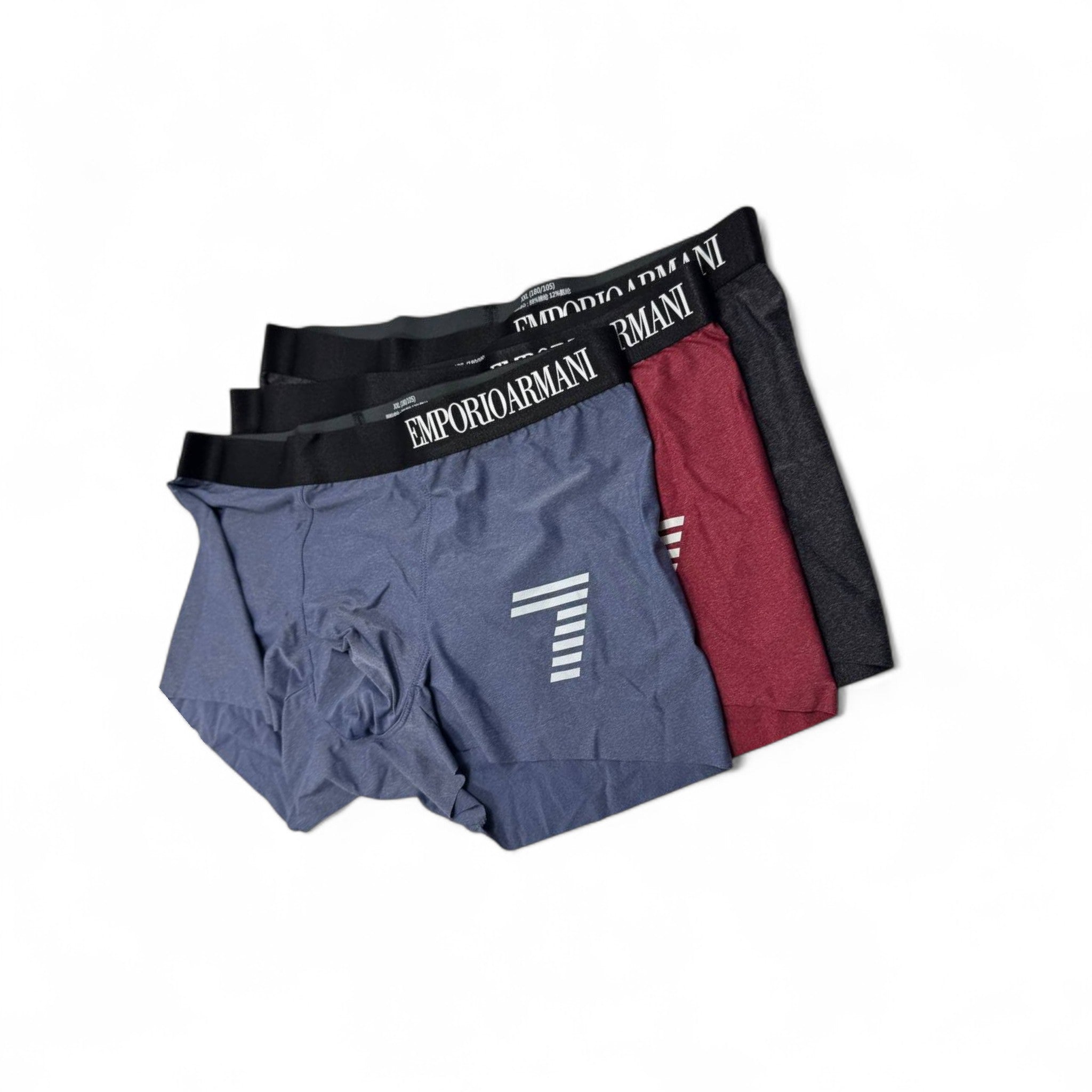 Emporio Armani EA7 Boxer Briefs - 3 Pack 🔵🍷⚫ | Performance Style & Signature Comforting