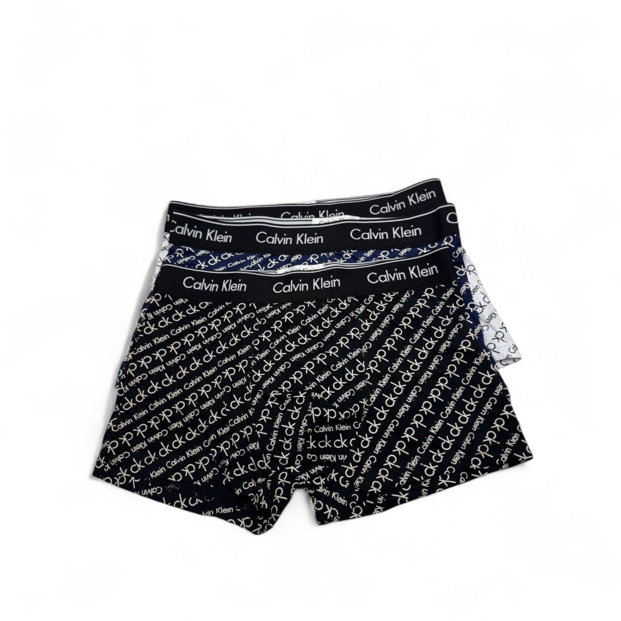 Calvin Klein All-Over Logo Boxer Briefs - 3 Pack 🖤🔵⚪ | Bold Print, Iconic Style