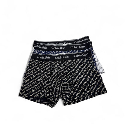 Calvin Klein All-Over Logo Boxer Briefs - 3 Pack 🖤🔵⚪ | Bold Print, Iconic Style