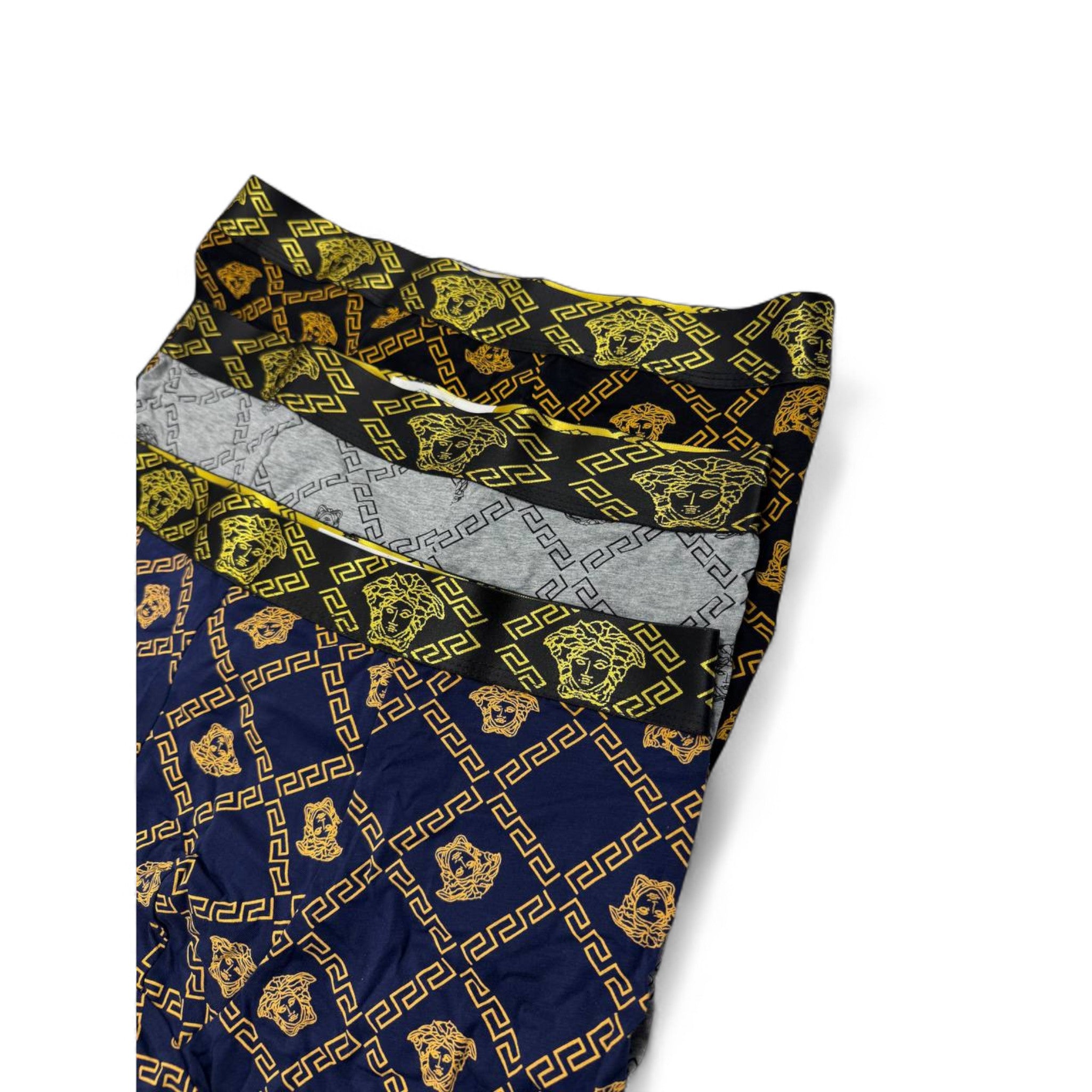 Versace Style Printed Boxer Briefs - 3 Pack 💎🟡⚫ | Bold Medusa All-Over Design