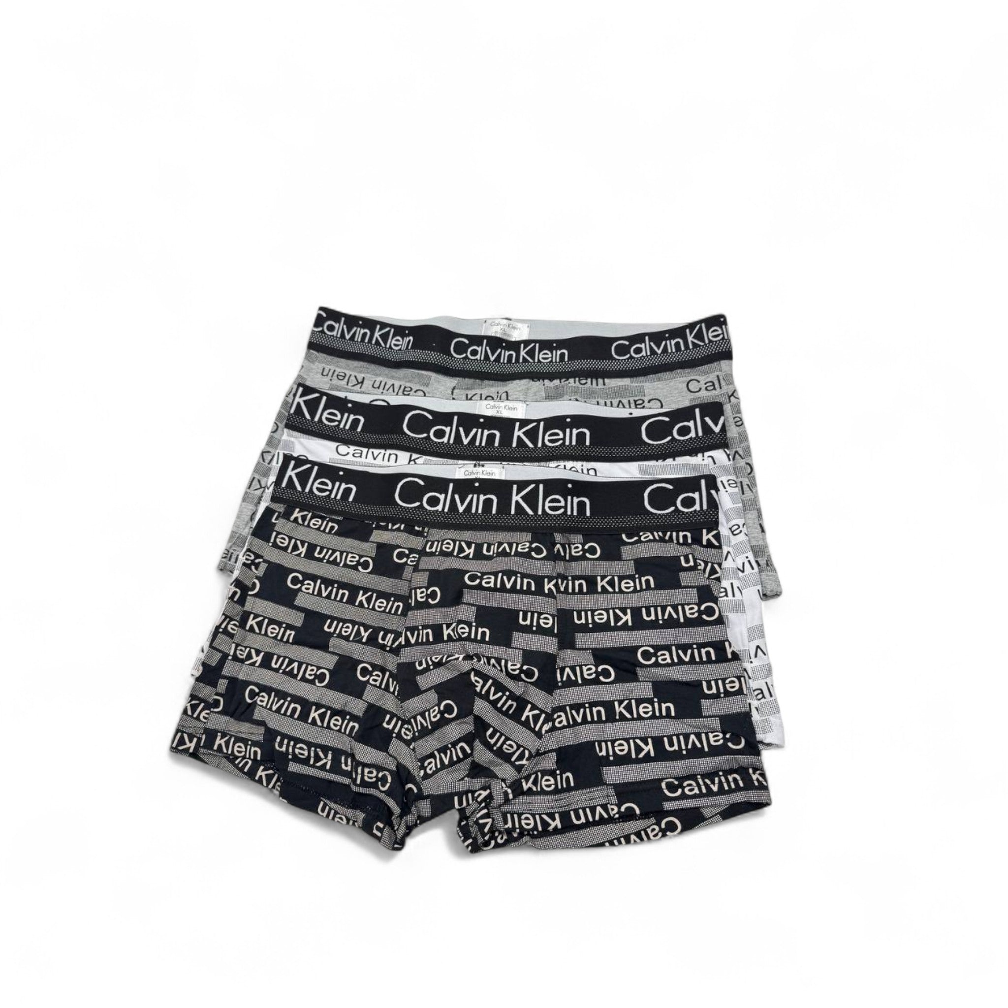 Calvin Klein All-Over Logo Boxer Briefs - 3 Pack ⚫⚪⚙️ | Monochrome Statement Style