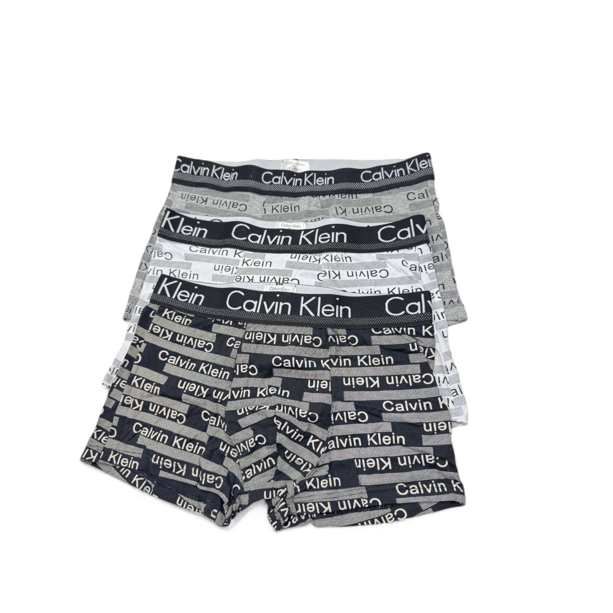 Calvin Klein All-Over Logo Boxer Briefs - 3 Pack ⚫⚪⚙️ | Monochrome Statement Style