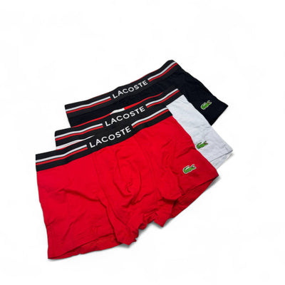 Lacoste Tricolor Boxer Briefs – 3 Pack, Premium Comfort with Signature Style