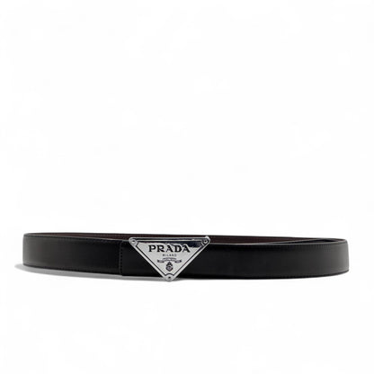 Prada Triangle Logo Leather Belt – 130cm 🖤 | Iconic Luxury Redefined