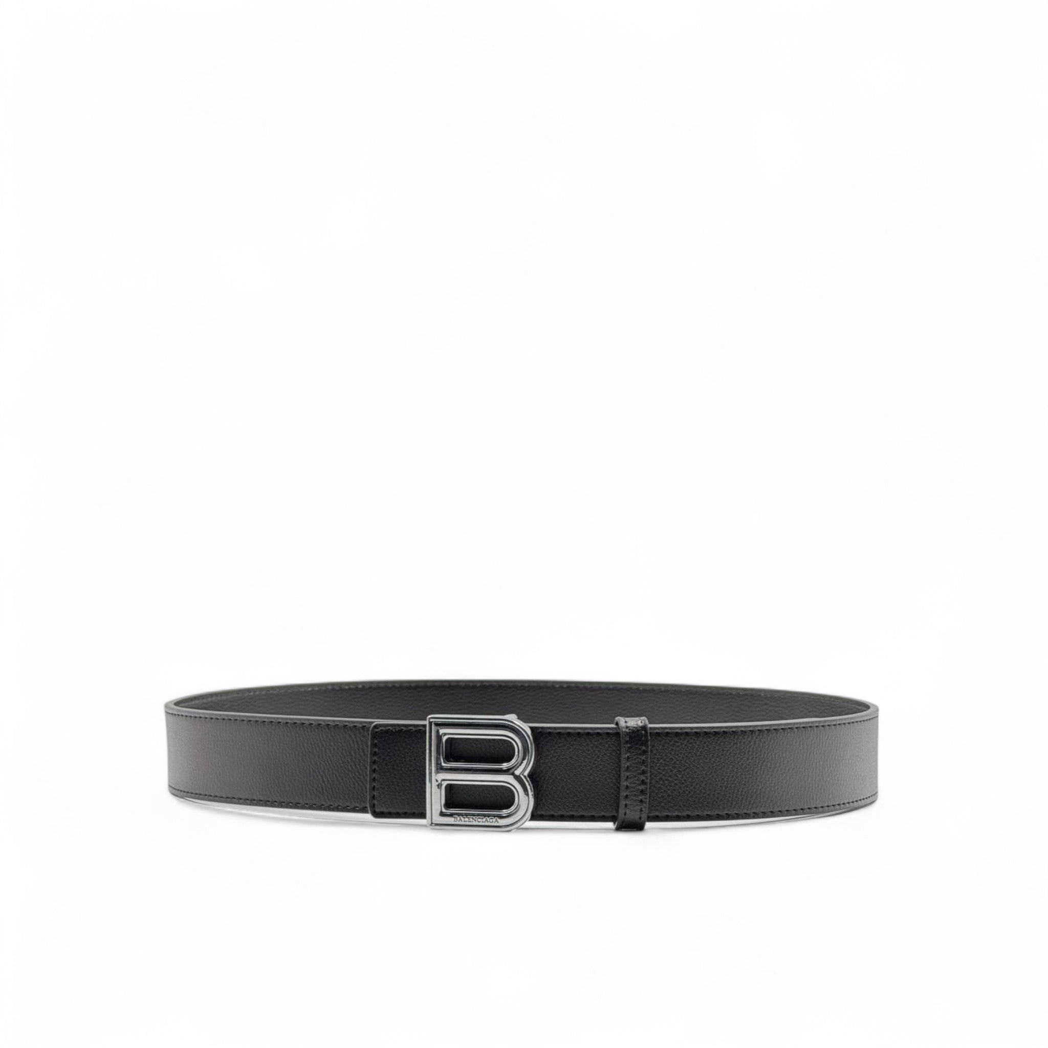 Balenciaga ‘B’ Logo Belt – 110 CM Black Leather 🖤 | Bold Designer Statement
