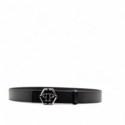 Philipp Plein Signature Hex Logo Belt – Black Leather Luxury 🖤 | 115CM