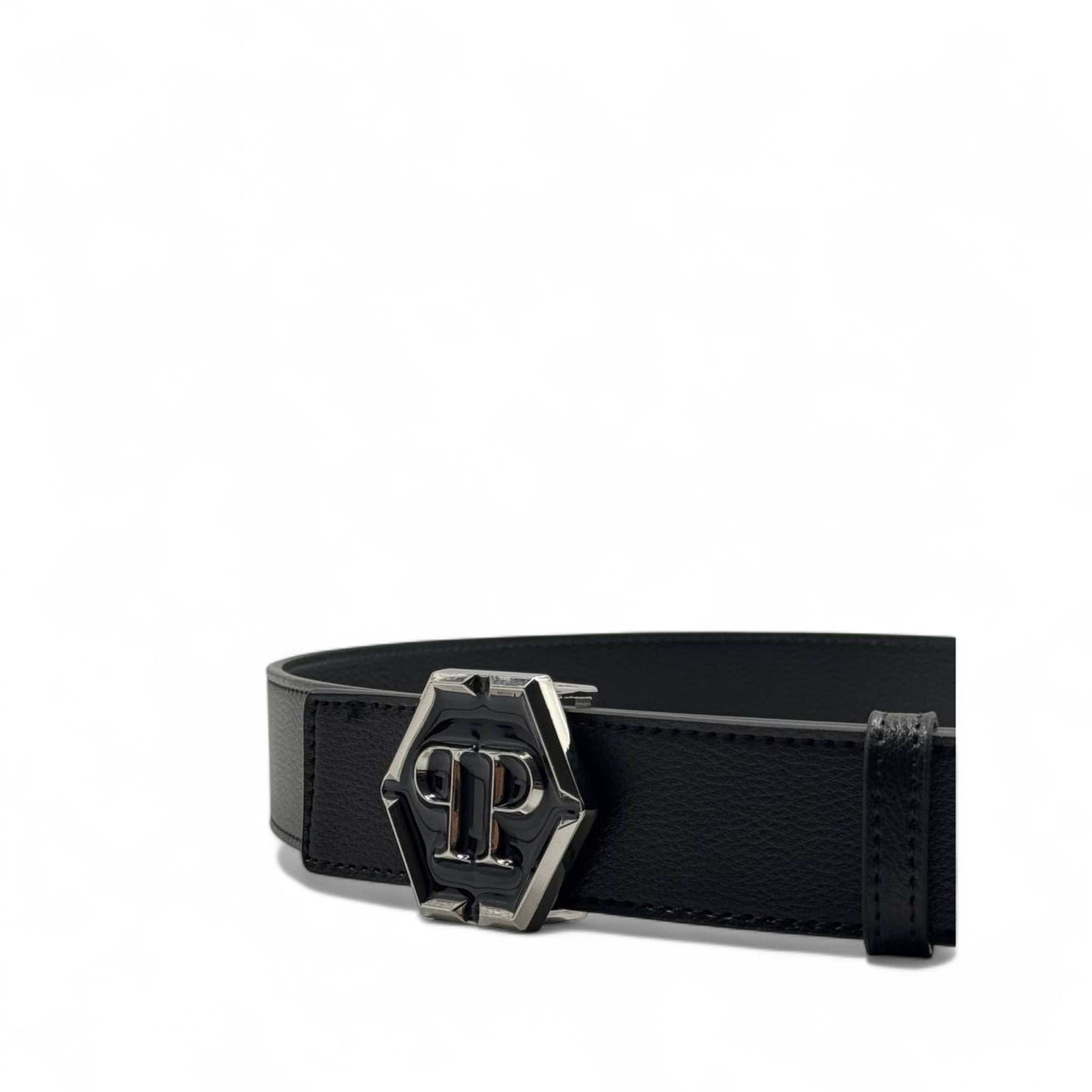 Philipp Plein Signature Hex Logo Belt – Black Leather Luxury 🖤 | 115CM