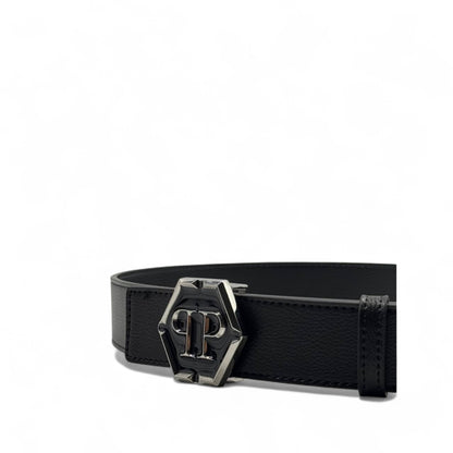 Philipp Plein Signature Hex Logo Belt – Black Leather Luxury 🖤 | 115CM