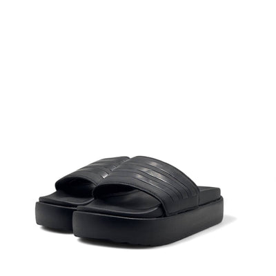 Adidas Platform Slides – Triple Black, Sleek All-Black Comfort