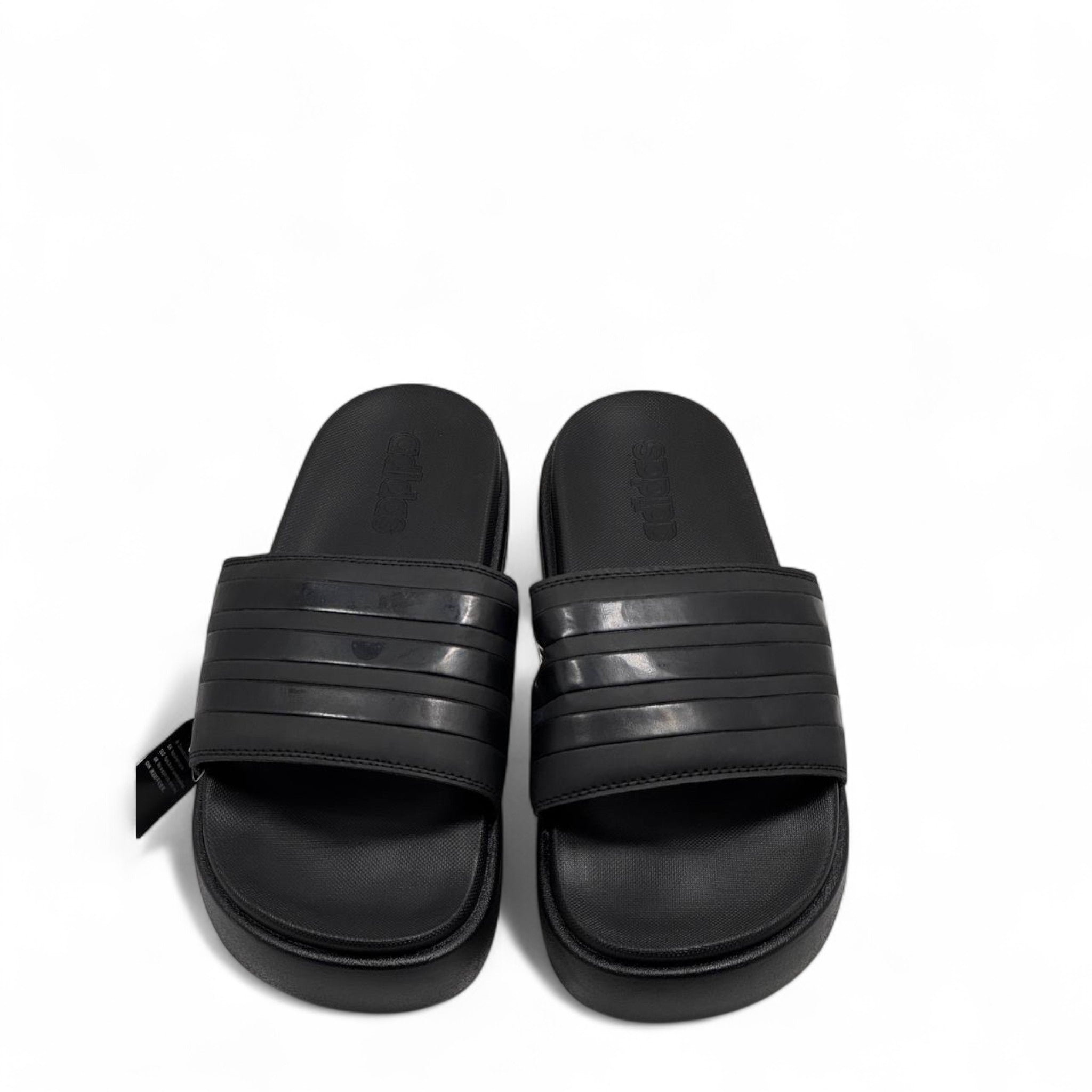 Adidas Platform Slides – Triple Black | Sleek All-Black Comfort 🖤