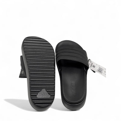 Adidas Platform Slides – Triple Black, Sleek All-Black Comfort