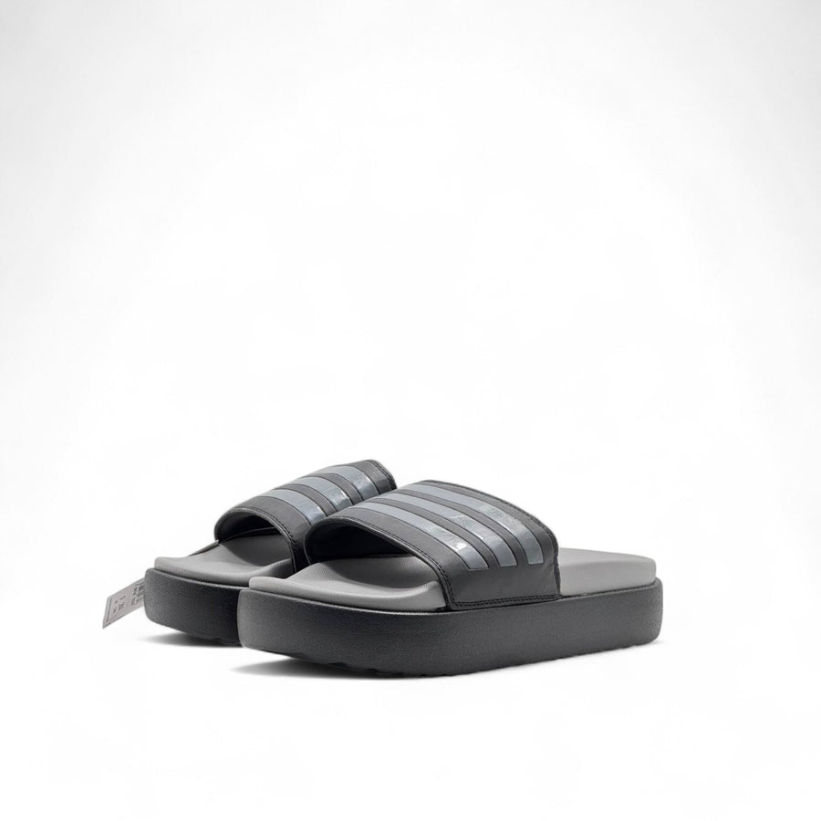 Adidas Platform Slides — Black & Grey