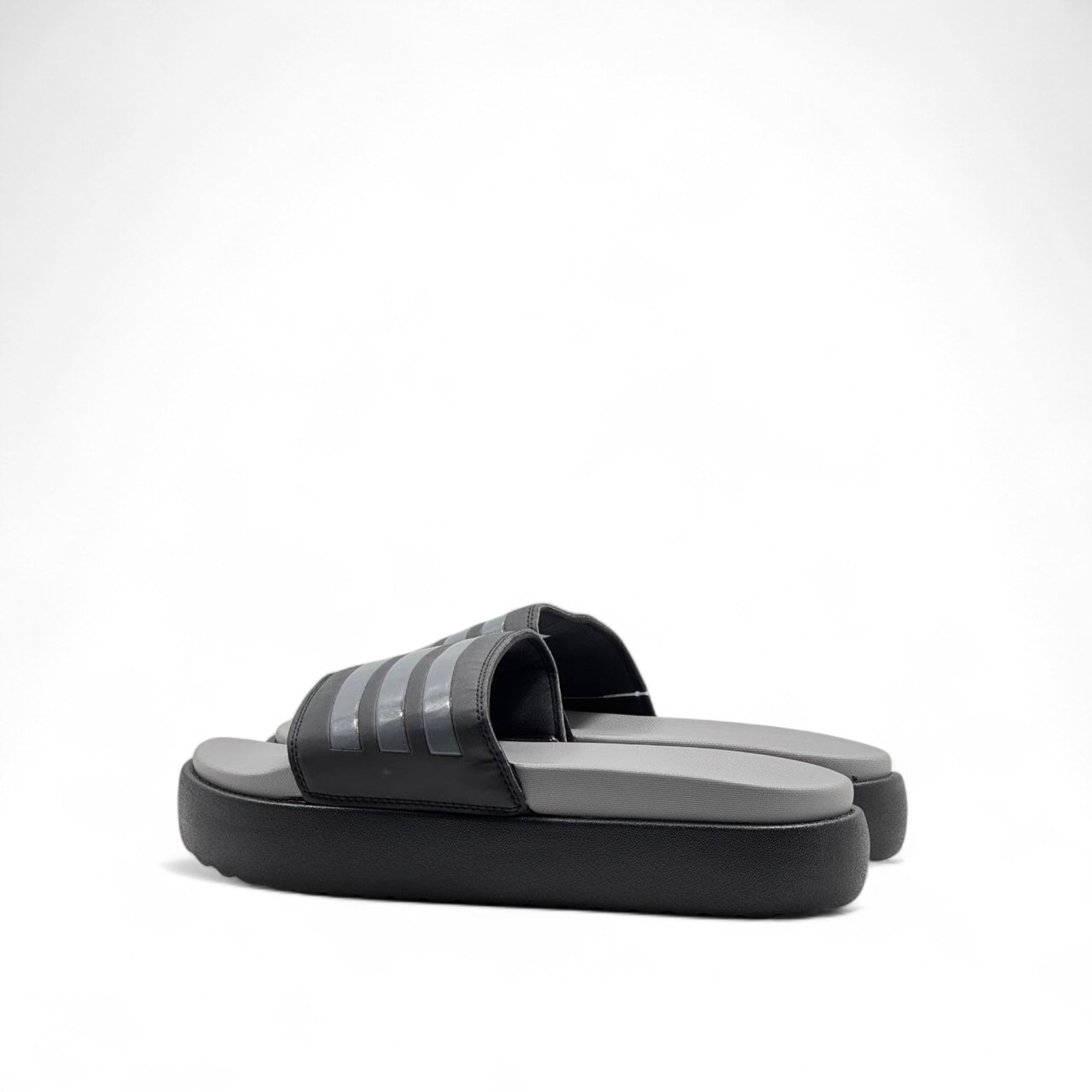Adidas Platform Slides – Black & Grey | Sleek Everyday Comfort ⚫👟