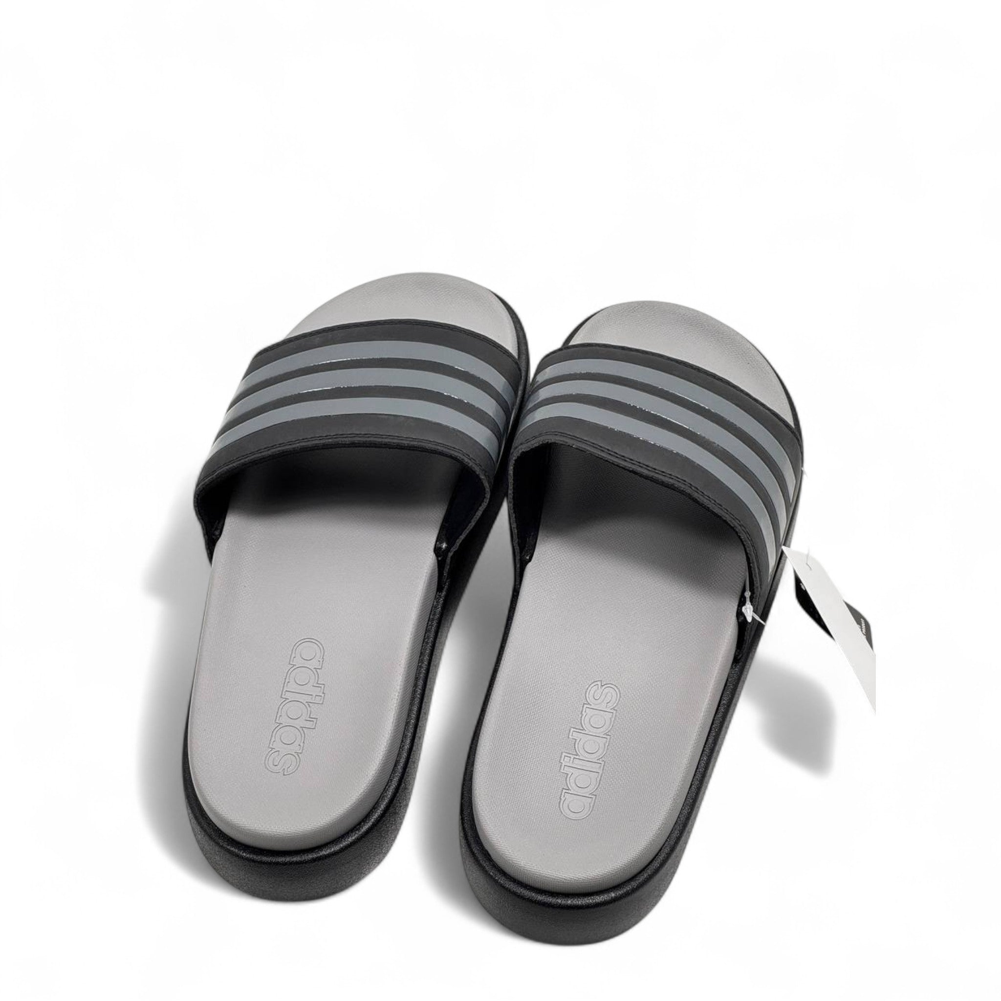 Adidas Platform Slides – Black & Grey | Sleek Everyday Comfort ⚫👟