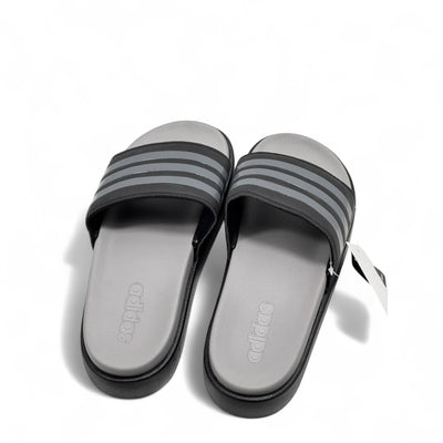 Adidas Platform Slides – Black & Grey, Sleek Everyday Comfort