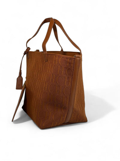 Carolina Herrera Brown Signature Tote Bag with Detachable Pouch – Classic Luxury & Effortless Elegance
