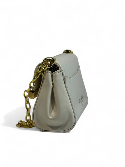 Dolce & Gabbana WHITE  Patent Leather Chain Bag 🤍 | Italian Glamour with Golden Elegance
