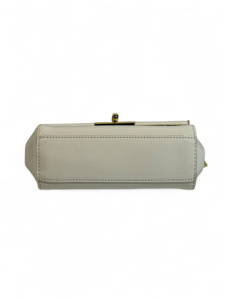 Dolce & Gabbana WHITE  Patent Leather Chain Bag 🤍 | Italian Glamour with Golden Elegance