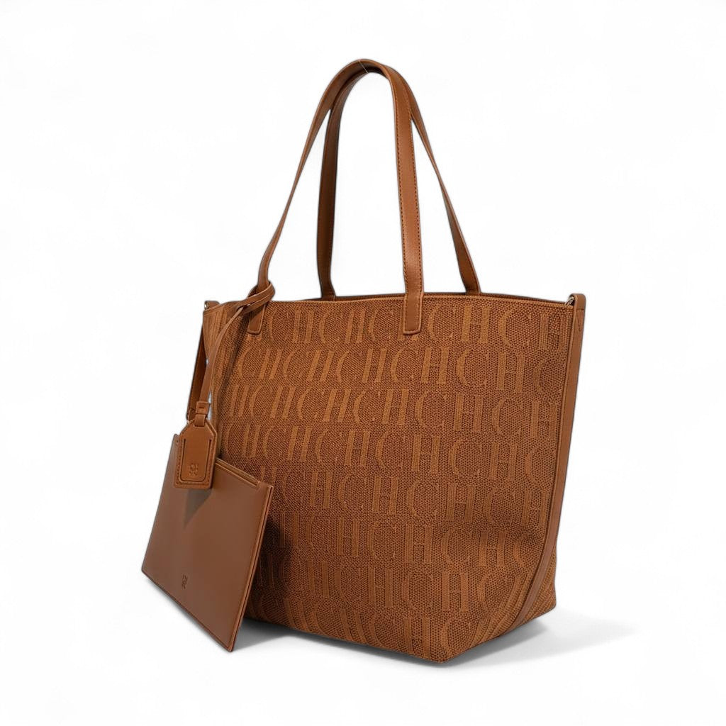 Carolina Herrera Brown Signature Tote Bag with Detachable Pouch 🤎 | Classic Luxury & Effortless Elegance