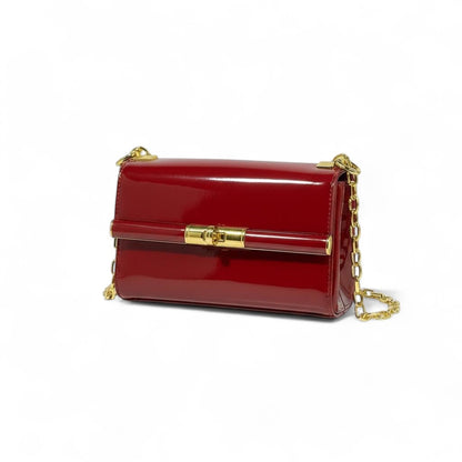 Dolce & Gabbana Red Patent Leather Chain Bag ❤️ | Italian Glamour & Golden Elegance