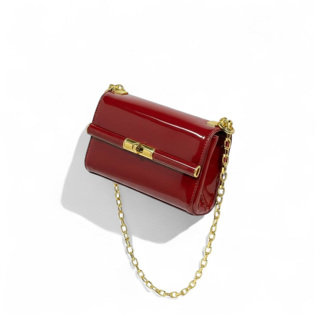 Dolce & Gabbana Red Patent Leather Chain Bag ❤️ | Italian Glamour & Golden Elegance