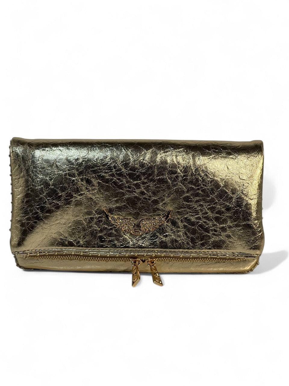 💛 ZADIG & VOLTAIRE Gold Crackle Rock Bag 💛