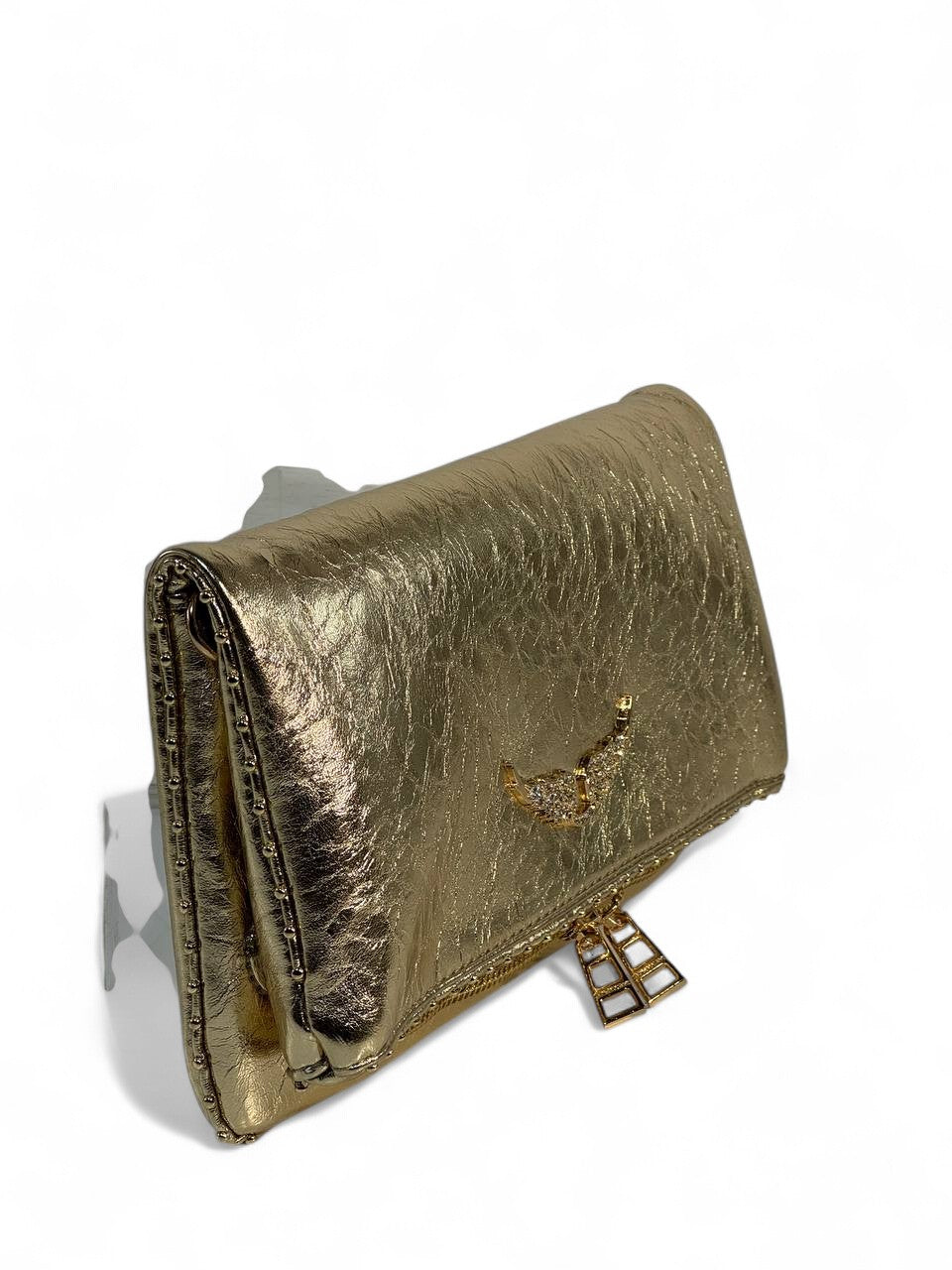 💛 ZADIG & VOLTAIRE Gold Crackle Rock Bag 💛