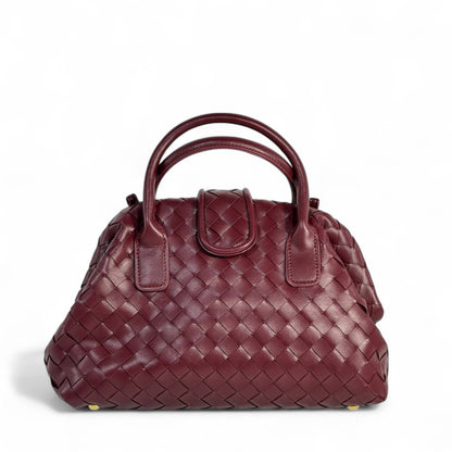 🍷 BOTTEGA VENETA-INSPIRED Intrecciato Leather Top Handle Bag — Bordeaux Edition 🍷