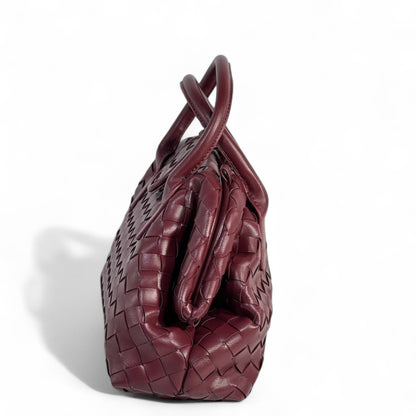 🍷 BOTTEGA VENETA-INSPIRED Intrecciato Leather Top Handle Bag — Bordeaux Edition 🍷