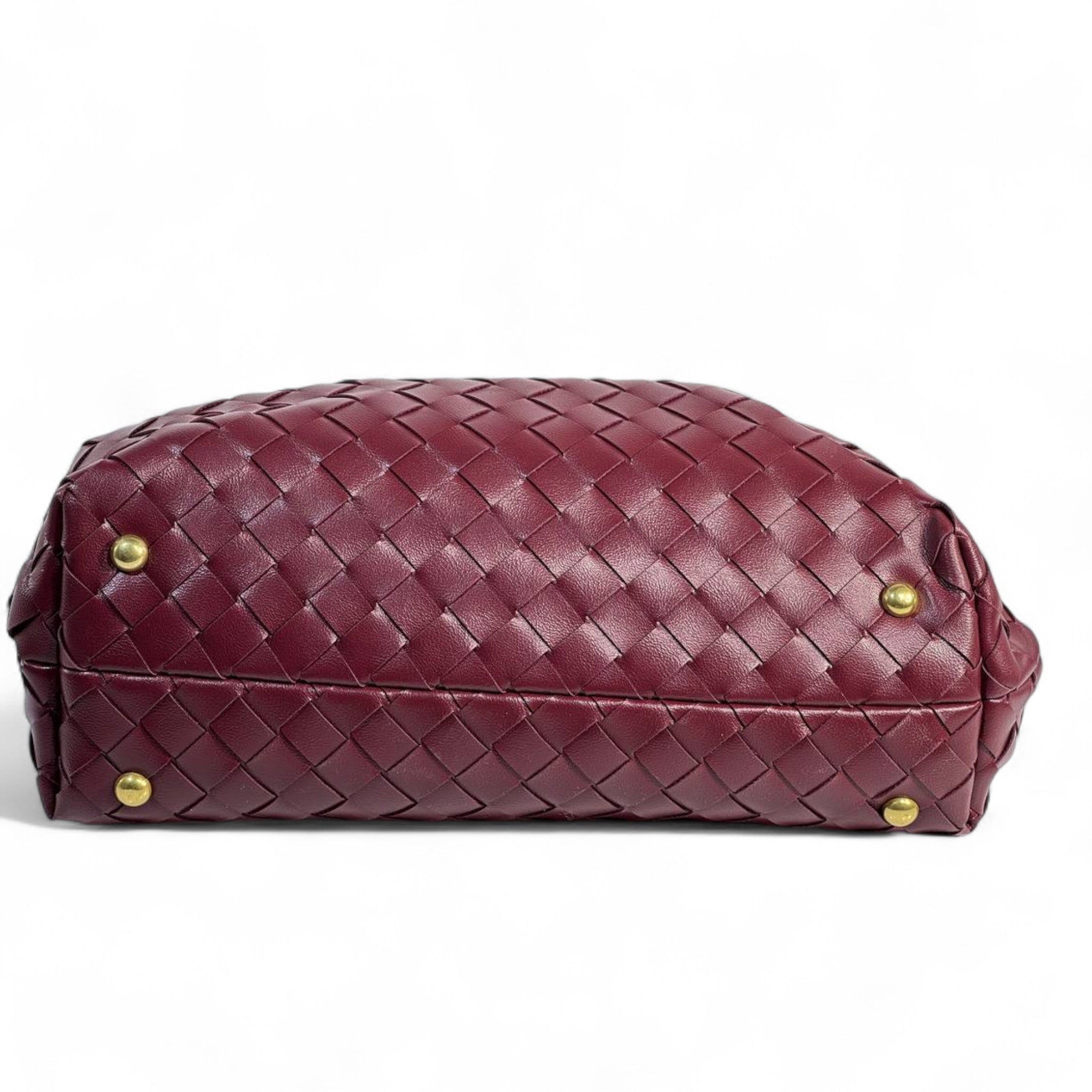 🍷 BOTTEGA VENETA-INSPIRED Intrecciato Leather Top Handle Bag — Bordeaux Edition 🍷