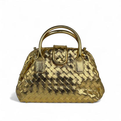 ✨ BOTTEGA VENETA-INSPIRED Intrecciato Leather Top Handle Bag — Gold Edition ✨