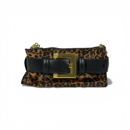 Balmain Leopard Print Belt Buckle Shoulder Bag for Women – Luxury Statement Handbag ✨