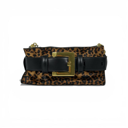 Balmain Leopard Print Belt Buckle Shoulder Bag for Women – Luxury Statement Handbag ✨