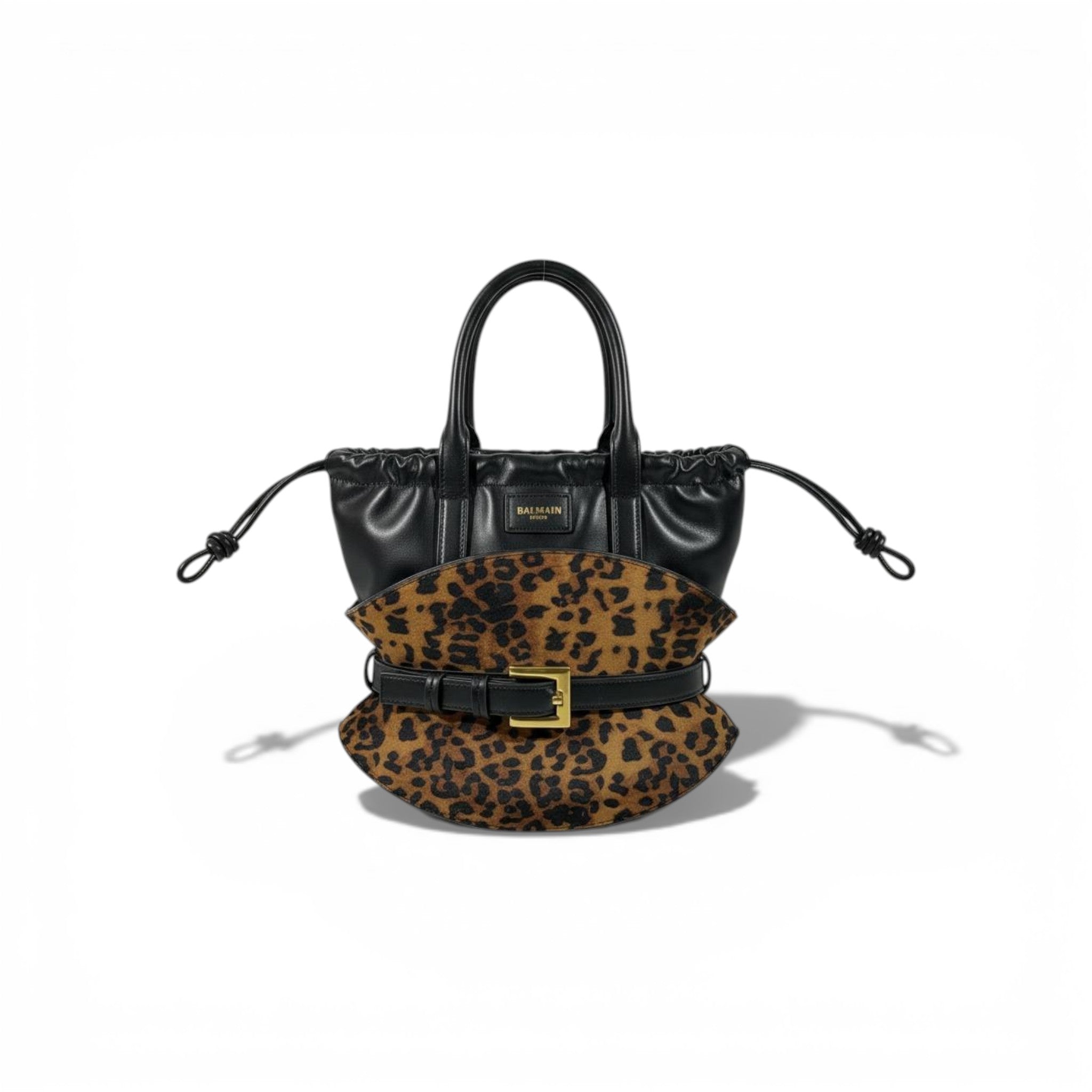 Balmain Leopard Print Drawstring Bucket Bag for Women – Luxury Statement Handbag ✨