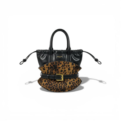 Balmain Leopard Print Drawstring Bucket Bag for Women – Luxury Statement Handbag ✨