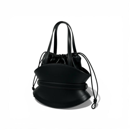 Balmain Black Leather Drawstring Bucket Bag for Women – Luxury Designer Handbag ✨