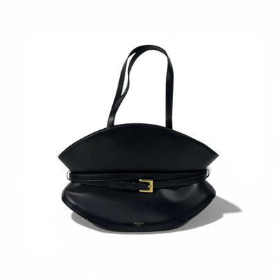 Balmain Luxury Belted Shoulder Bag for Women – Black Elegant Designer Handbag