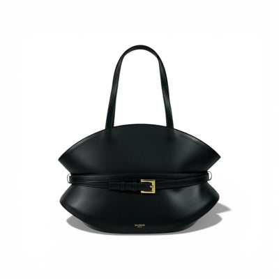Balmain Luxury Belted Shoulder Bag for Women – Black Elegant Designer Handbag
