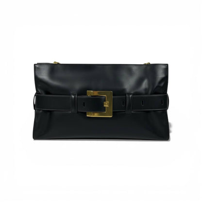 Balmain Luxury Belted Shoulder Bag for Women – Black Gold Buckle Designer Handbag