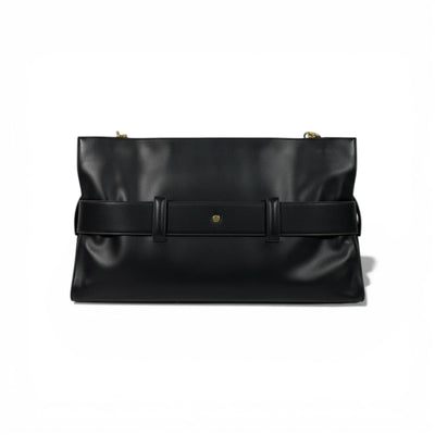 Balmain Luxury Belted Shoulder Bag for Women – Black Gold Buckle Designer Handbag