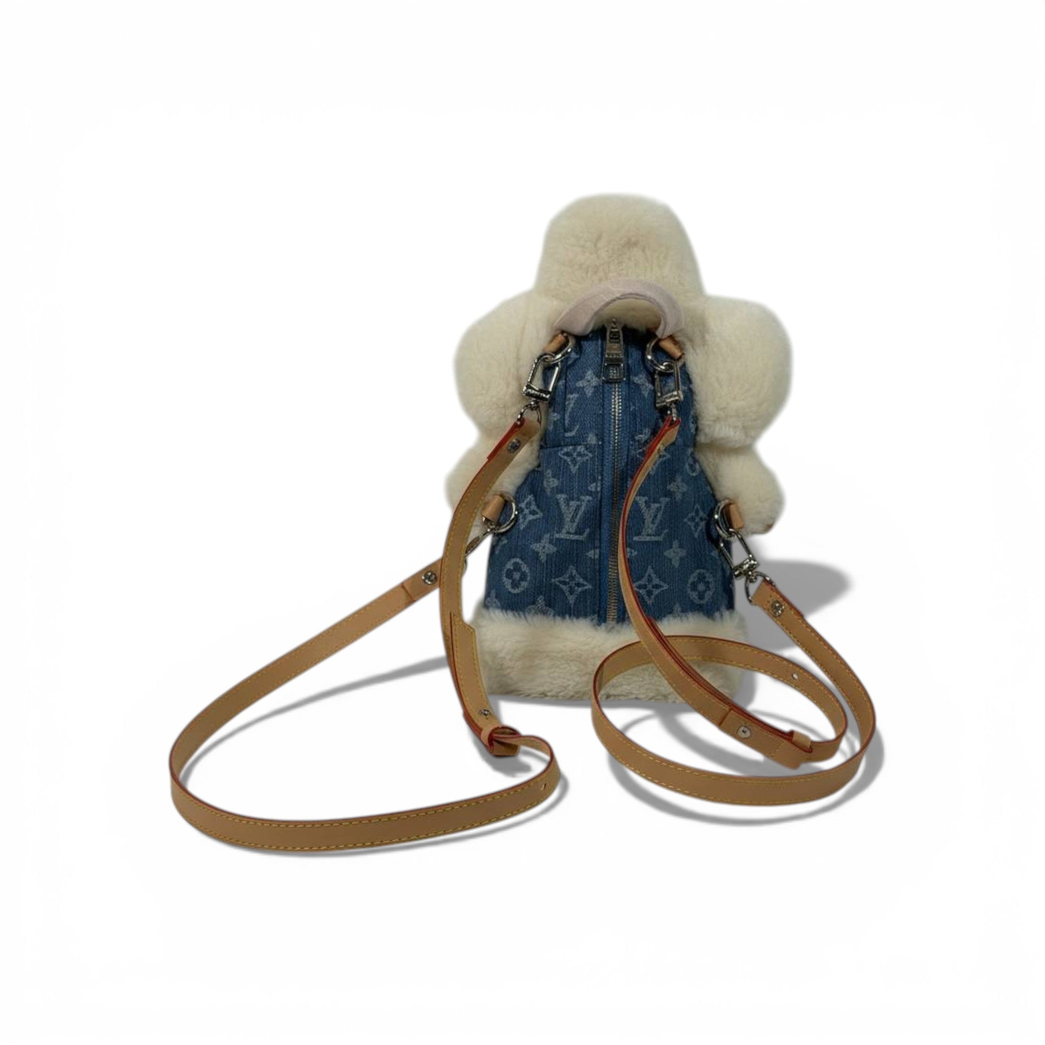 🧸 Louis Vuitton Teddy Backpack – Denim & Fur Winter Edition ✨