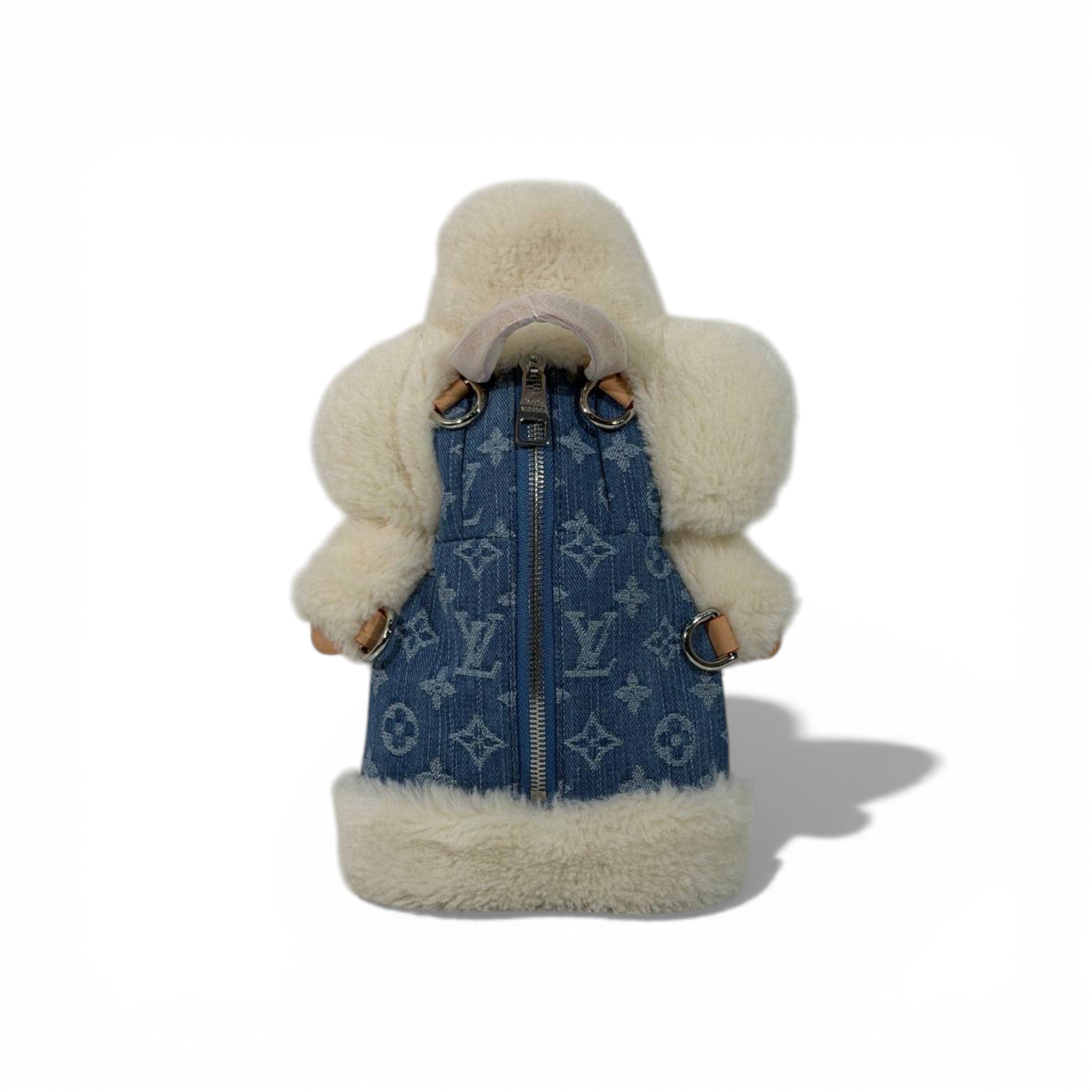 🧸 Louis Vuitton Teddy Backpack – Denim & Fur Winter Edition ✨