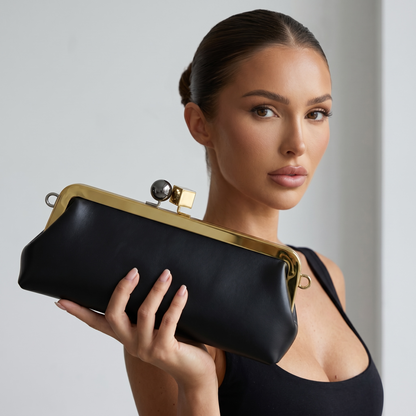 Jacquemus Black Leather Frame Clutch 🖤✨💛👛🔥