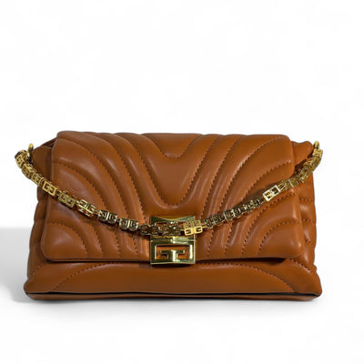 Givenchy Tan Quilted Leather Bag – Gold 4G Icon Shoulder Bag