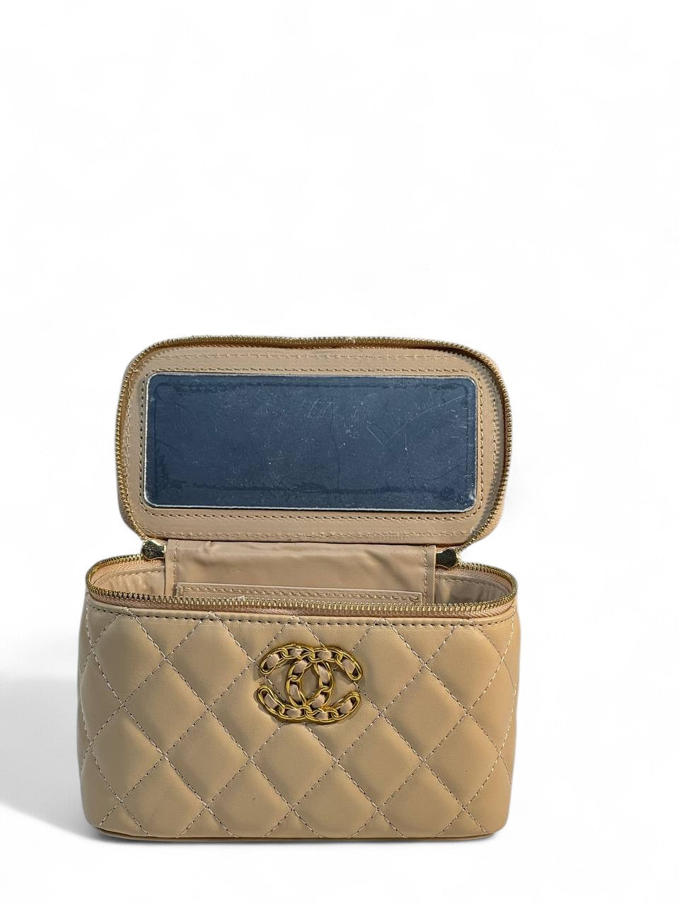 Chanel Beige Quilted Vanity Bag 🤍 | Classic CC Gold Chain Handbag