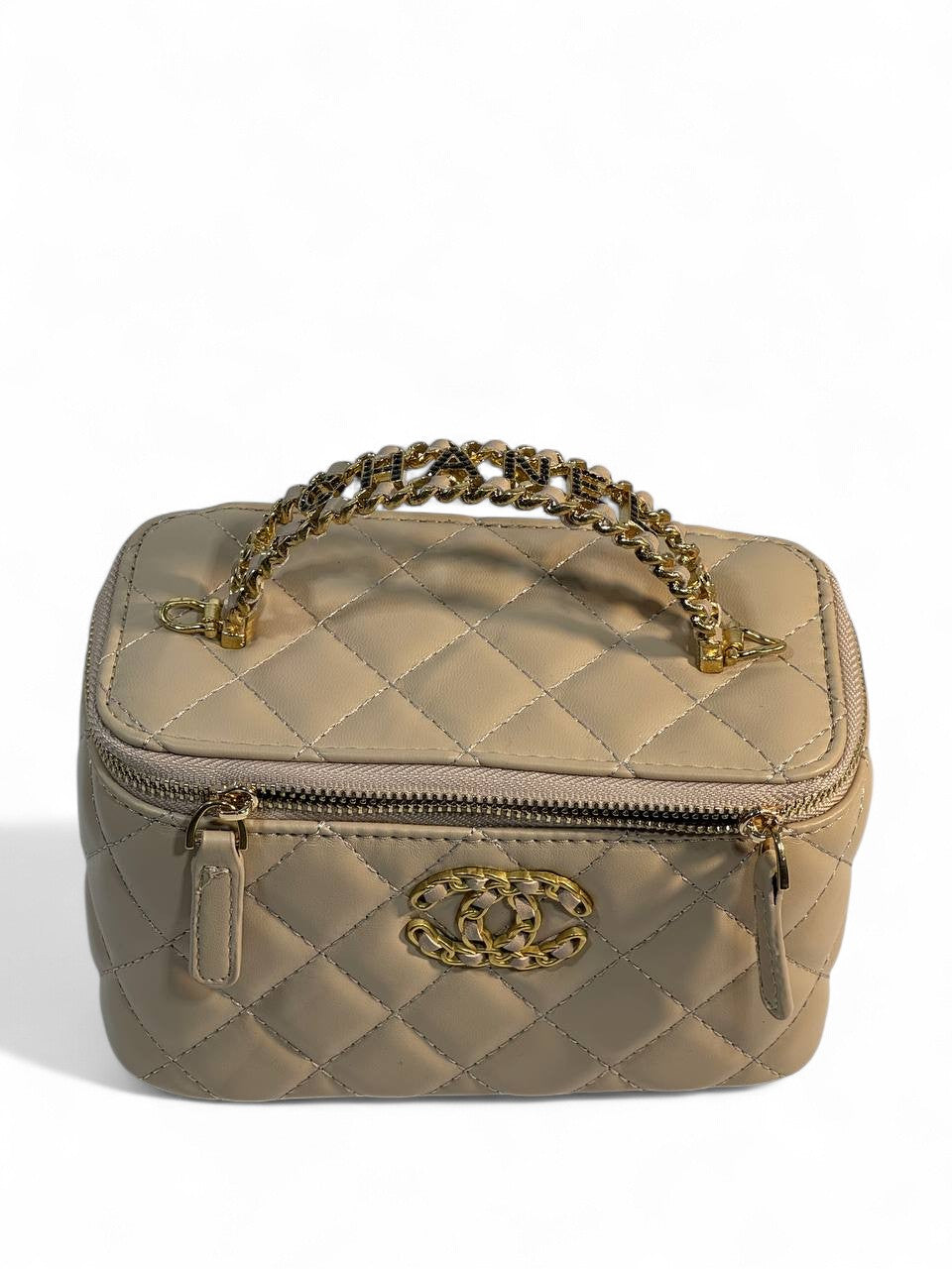 Chanel Beige Quilted Vanity Bag 🤍 | Classic CC Gold Chain Handbag