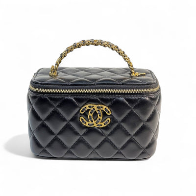 Chanel Black Quilted Vanity Bag 🖤 | Classic CC Gold Chain Handbag