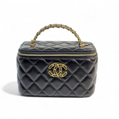 Chanel Black Quilted Vanity Bag 🖤 | Classic CC Gold Chain Handbag