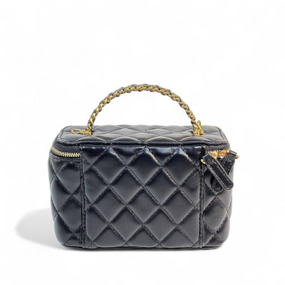 Chanel Black Quilted Vanity Bag 🖤 | Classic CC Gold Chain Handbag